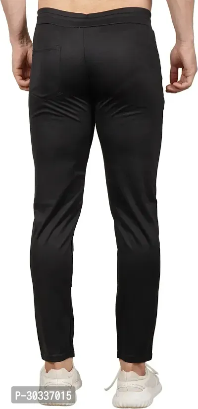 Mevan Comfortable Black Polyester Spandex Regular Track Pants For Men-thumb2