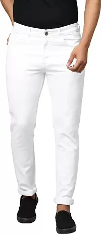 Stylish White Cotton Blend Mid-Rise Jeans For Men-thumb2