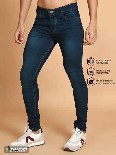 Classic Blue Denim Solid Jeans For Men-thumb5