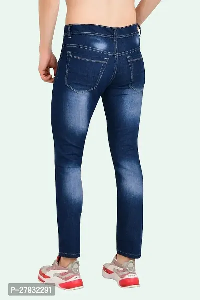 Classic Blue Cotton Blend Solid Jeans For Men-thumb2