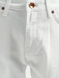 Stylish White Cotton Blend Solid Mid-Rise Jeans For Men-thumb2