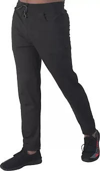 Mevan Comfortable Black Polyester Spandex Regular Track Pants For Men-thumb2