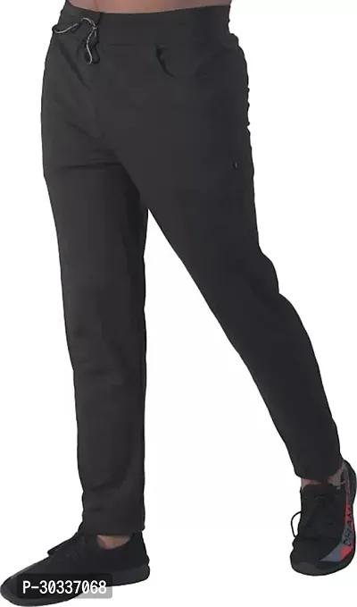 Mevan Comfortable Black Polyester Spandex Regular Track Pants For Men-thumb3