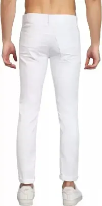 Stylish White Denim Solid Regular Fit Jeans For Men-thumb1