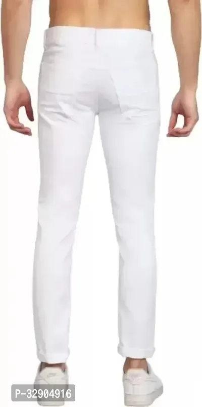 Stylish White Denim Solid Regular Fit Jeans For Men-thumb2