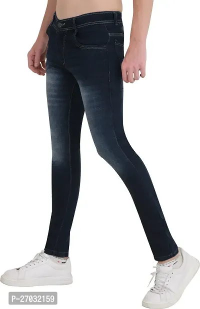 Classic Blue Cotton Blend Solid Jeans For Men-thumb0