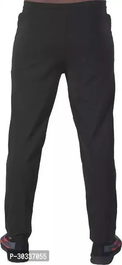 Mevan Comfortable Black Polyester Spandex Regular Track Pants For Men-thumb2