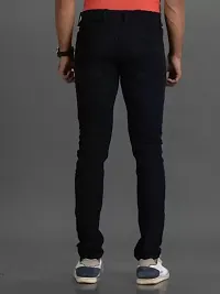 Elegant Black Denim Solid Mid-Rise Jeans For Men-thumb1