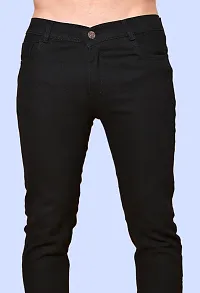 Stylish Black Denim Solid Mid-Rise Jeans For Men-thumb1