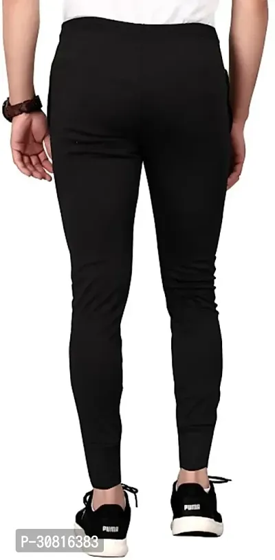 Stylish Black Lycra Blend Regular Track Pants for Men-thumb2