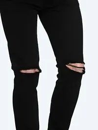 COMFITS Men's Boys Black Stylish Jeans Knee Cut (30)-thumb2