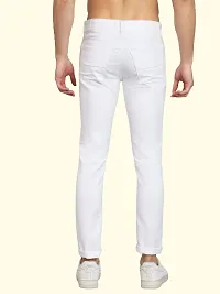 Stylish White Cotton Blend Solid Mid-Rise Jeans For Men-thumb1