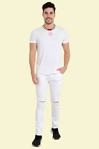 COMFITS Men's Regular Tapered Slit Cut Slim Fit Jeans (34) White-thumb2