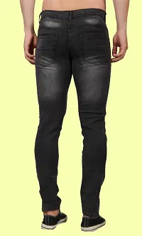 Stylish Black Cotton Blend Solid Mid-Rise Jeans For Men-thumb1