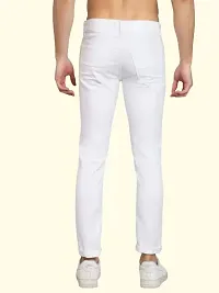 Stylish White Denim Solid Regular Fit Jeans For Men-thumb1