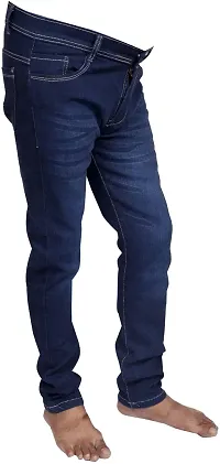 Stylish Blue Cotton Blend Mid-Rise Jeans For Men-thumb3