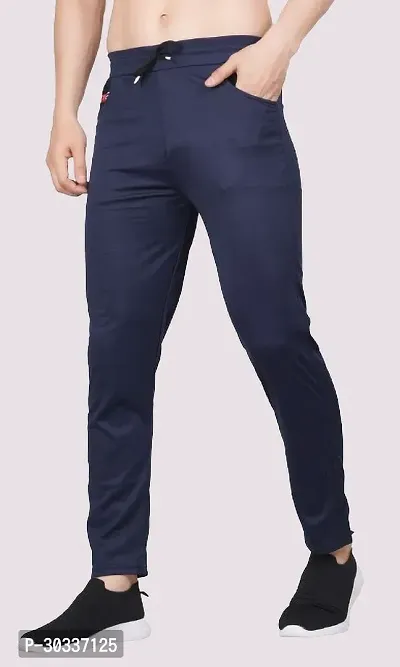 Mevan Comfortable Blue Polyester Spandex Regular Track Pants For Men