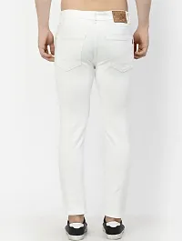 Stylish White Denim Solid Mid-Rise Jeans For Men-thumb1