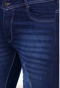 Elegant Blue Denim Distress Mid-Rise Jeans For Men-thumb3