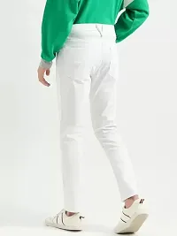 Stylish White Denim Solid Mid-Rise Jeans For Men-thumb1