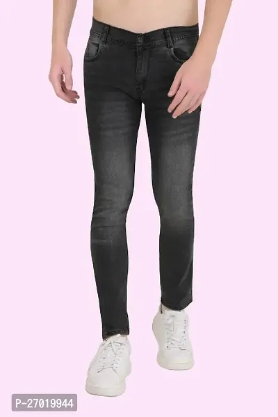 Stylish Cotton Blend Slim Fit Jeans For Men-thumb0