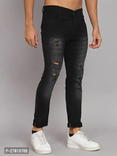 Stylish Cotton Blend Slim Fit Jeans For Men-thumb3