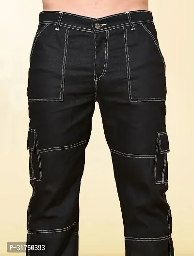 Stylish Black Denim Solid Mid-Rise Jeans For Men-thumb3