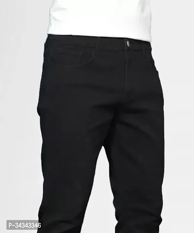 Stylish Black Denim Solid Jeans For Men-thumb3