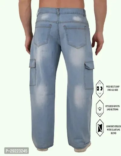 Stylish Blue Cotton Blend Solid Mid-Rise Jeans For Men-thumb2