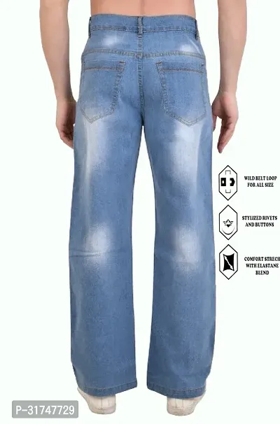 Stylish Blue Cotton Blend Solid Mid-Rise Jeans For Men-thumb2