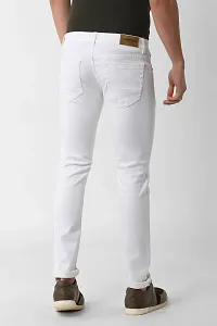 Stylish White Denim Solid Mid-Rise Jeans For Men-thumb1