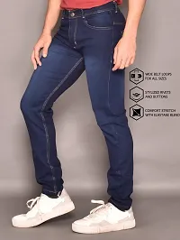 Classic Blue Cotton Solid Jeans For Men-thumb1