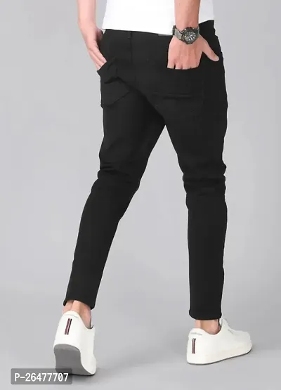 Stylish Black Denim Mid-Rise Jeans For Men-thumb2