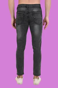 Stylish Grey Solid Tapered Fit  Denim Jeans For Men-thumb1