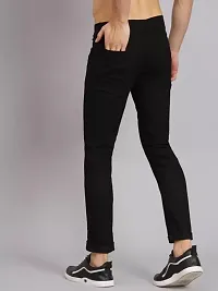 Elegant Black Denim Solid Mid-Rise Jeans For Men-thumb1