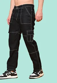 Stylish Black Denim Solid Jeans For Men-thumb2