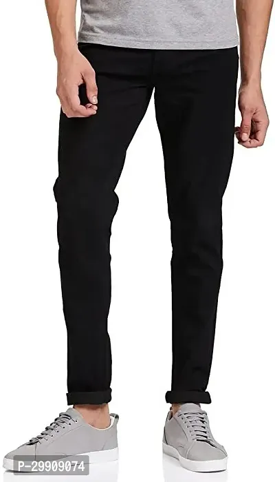 Stylish Black Cotton Blend Mid-Rise Jeans For Men-thumb0