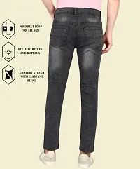 Stylish Grey Cotton Blend Solid Mid-Rise Jeans For Men-thumb1