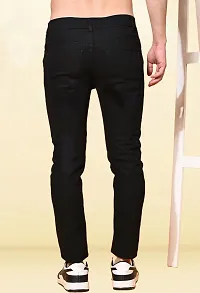 Stylish Black Denim Solid Mid-Rise Jeans For Men-thumb1