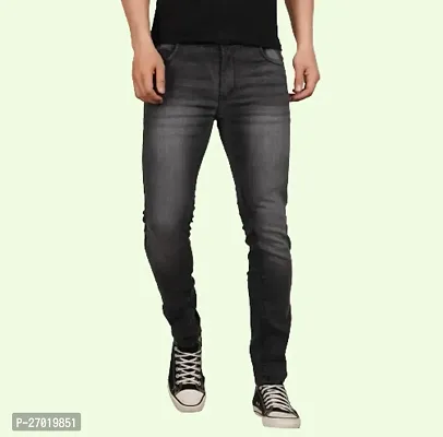 Stylish Cotton Blend Slim Fit Jeans For Men-thumb0