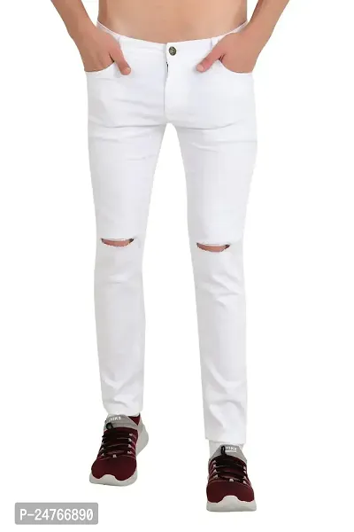 COMFITS Men's Regular Tapered Slit Cut Jeans (36) White