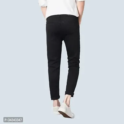 Stylish Black Denim Solid Jeans For Men-thumb2