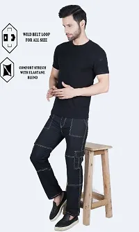 Stylish Black Cotton Blend Solid Mid-Rise Jeans For Men-thumb3