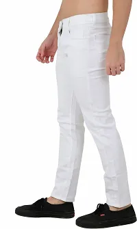 Stylish White Cotton Blend Solid Mid-Rise Jeans For Men-thumb2