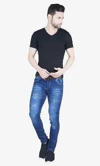 Stylish Blue Cotton Blend Solid Mid-Rise Jeans For Men-thumb2