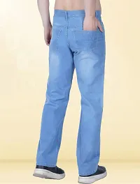 Stylish Blue Denim Solid Mid-Rise Jeans For Men-thumb1