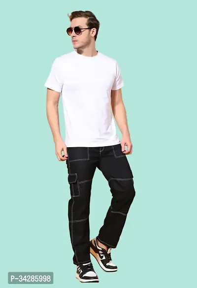 Stylish Denim Black Regular Fit Mid-Rise Jeans For Men-thumb4