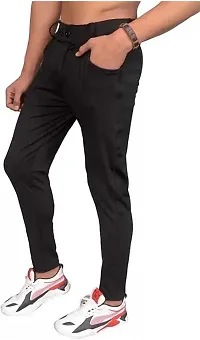 Mevan Stylish Black Lycra Blend Solid Regular Fit Trouser For Men-thumb3