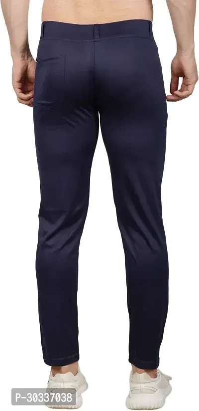 Mevan Comfortable Blue Polyester Spandex Regular Track Pants For Men-thumb2