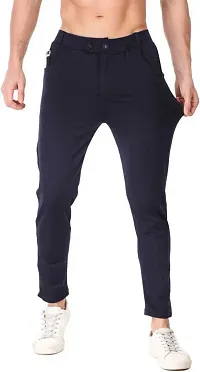 Mevan Stylish Blue Cotton Blend Solid Regular Fit Trouser For Men-thumb3